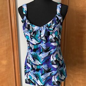 Cleo Abstract Ruffle Tank